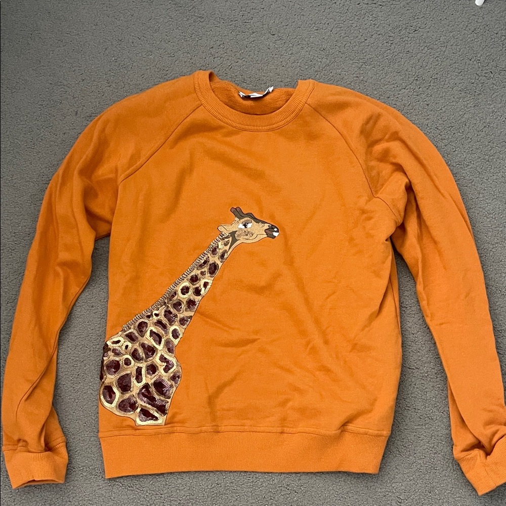 Anthropologie Orange Giraffe Print Women's Sweater